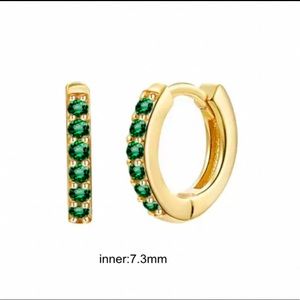 Black or Green Small Huggie Hoop Earrings